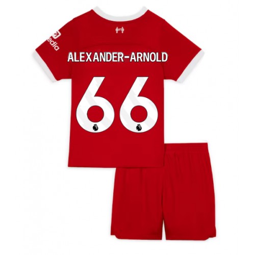 Otroški Nogometni dresi Liverpool Alexander-Arnold #66 Domači 2023-24 Kratek Rokav (+ Kratke hlače)